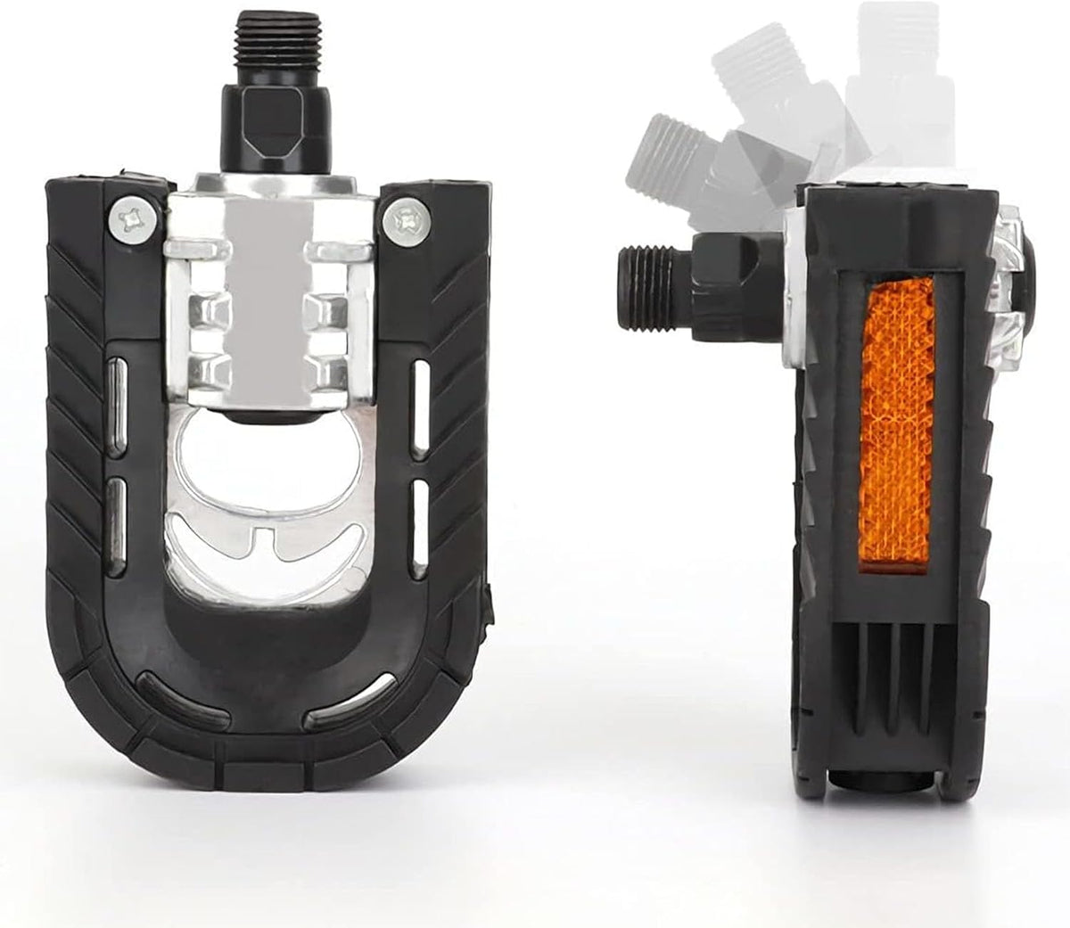Folding Bike Pedals 9/16'' with Reflective Strips Aluminum Non-Slip