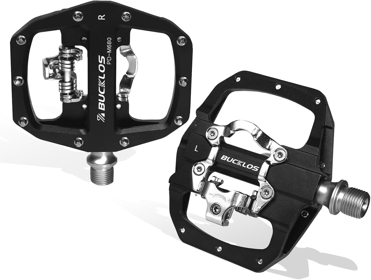 BUCKLOS SPD Pedals PD-M680 Mountain Bike Clip in SPD Flat Combo Dual Sided BLACK