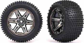 Traxxas Alias 2.8” Assembled Tires and Wheels: Black Chrome