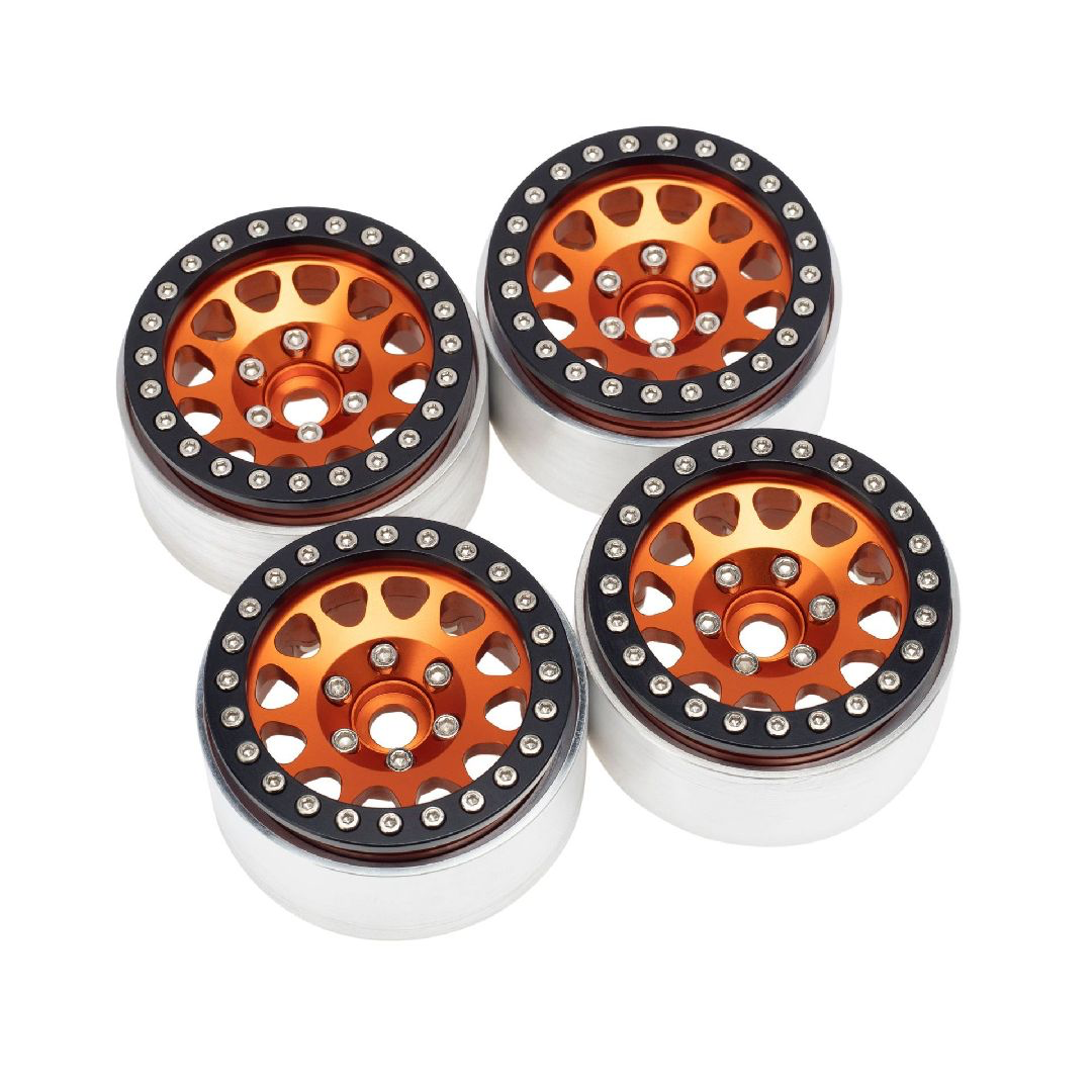 Hobby Details 1.9” Round Triangle Aluminum Beadlock Crawler Rims: Orange