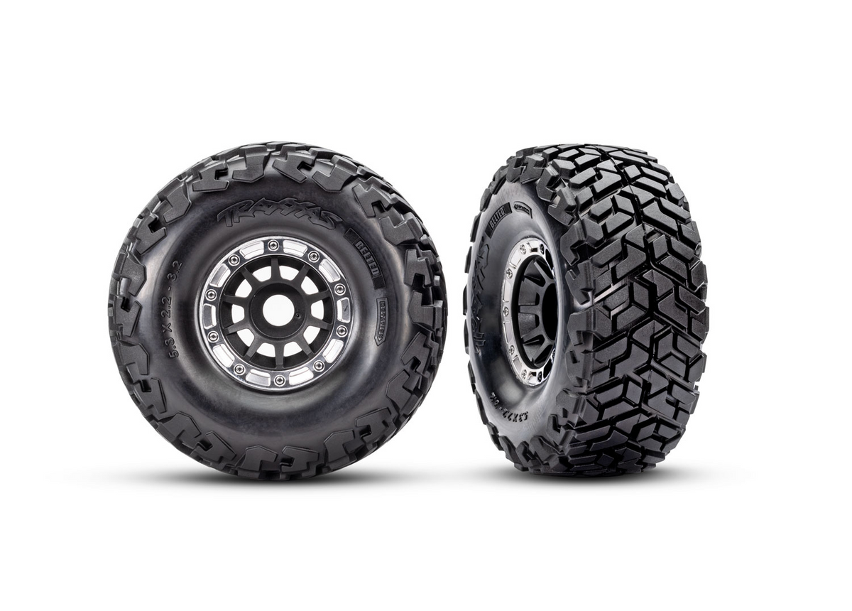 Traxxas Black & Satin Wheels w/ Maxx SC BELTED Tires (2)