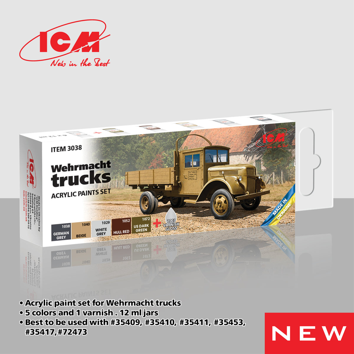 ICM Models 6 Piece Acrylic Paint Set: Wehrmacht Trucks