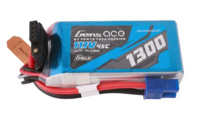 Gens Ace 3S 11.1V 1300mah 45C G-Tech Lipo: EC3