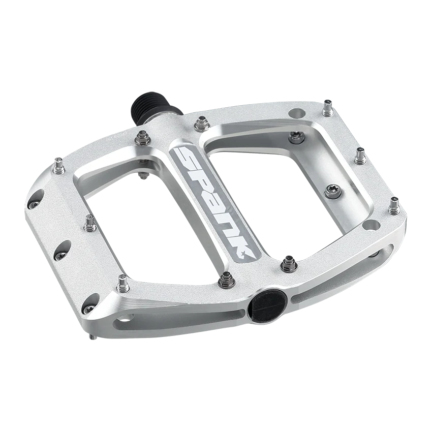 Spank Spoon 100 Alloy Flat Pedals: Raw Silver