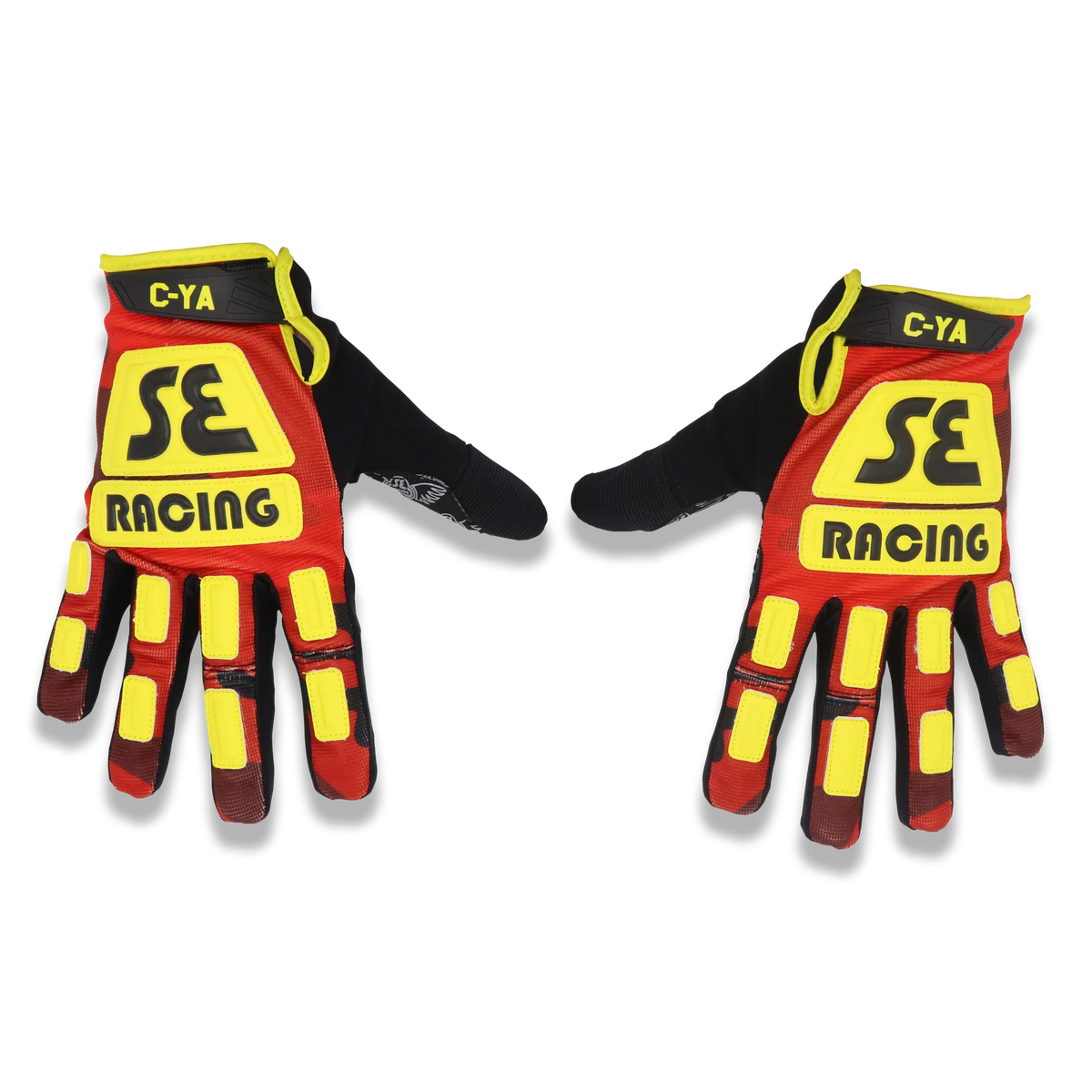 SE Bikes Retro Gloves: Medium (Yellow/Red)