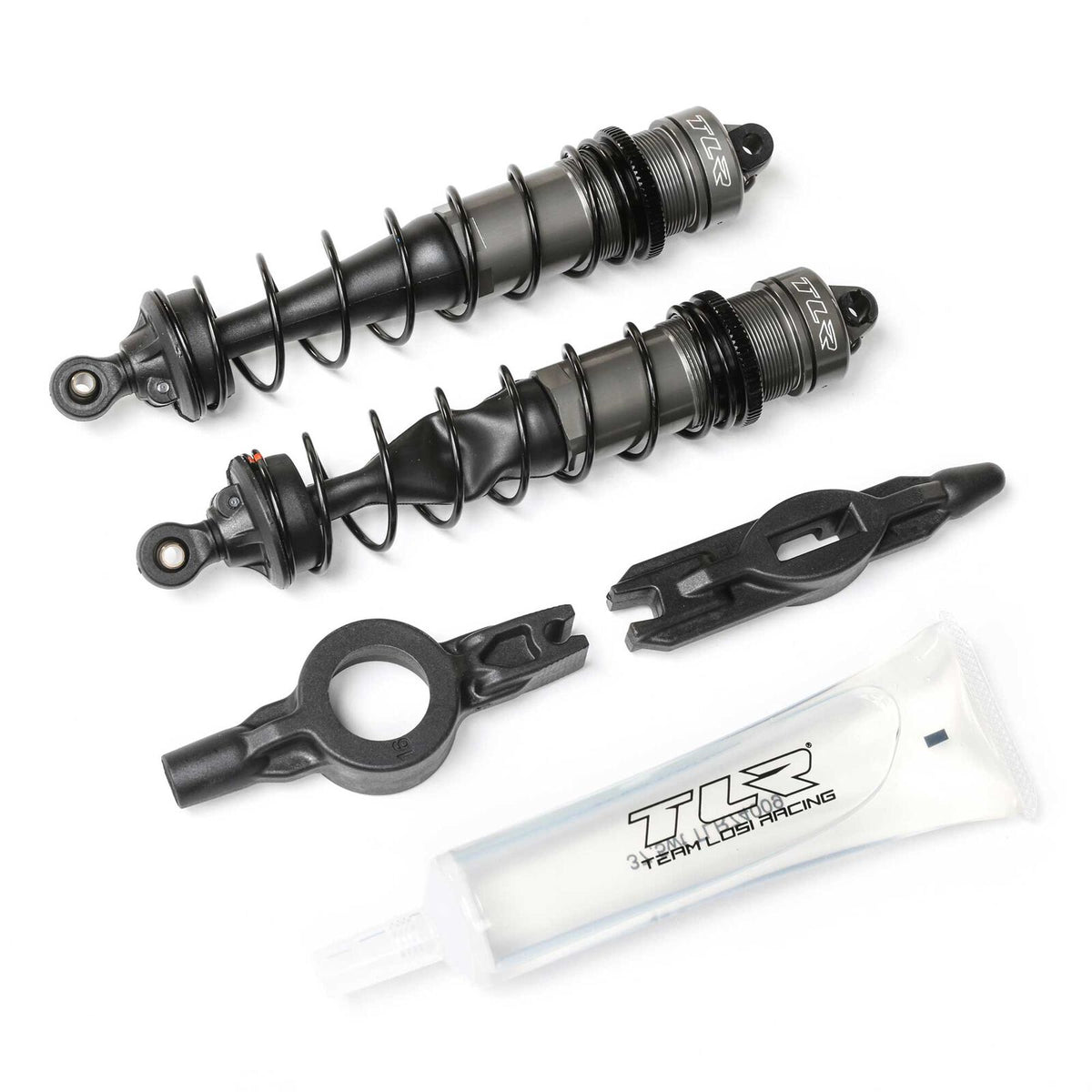 TLR Rear Shock Set w/37.5wt Oil: 8X (123mm)