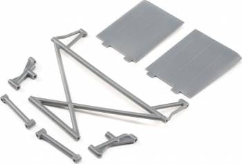 Losi Rear Tower Support X-Bar and Mud Guards: Rock Rey (Grey)