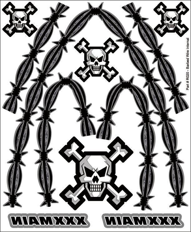 XXXMain Racing Internal Decals: Barbed Wire