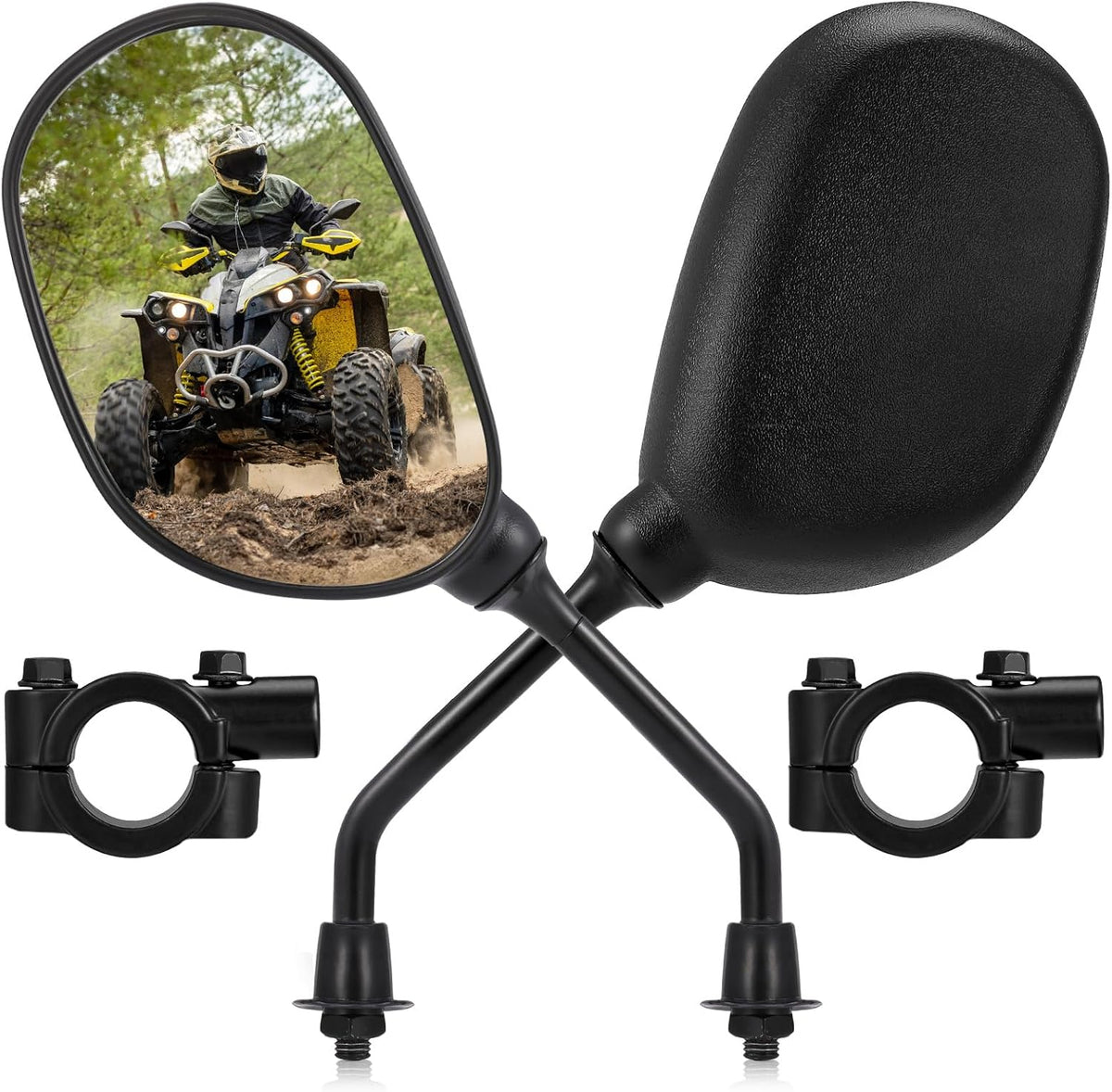 Screw on Mirror Set Motorcycle/ ATV PAIR Black