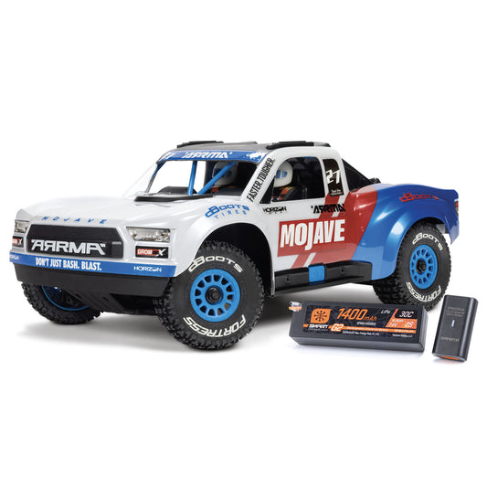 Arrma Mojave GROM BLX 4x4 Electric Desert Truck: RTR (White/Blue)