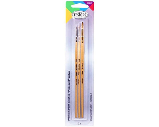 Testors Premium Paint Brush Set: 2 Round/1Flat