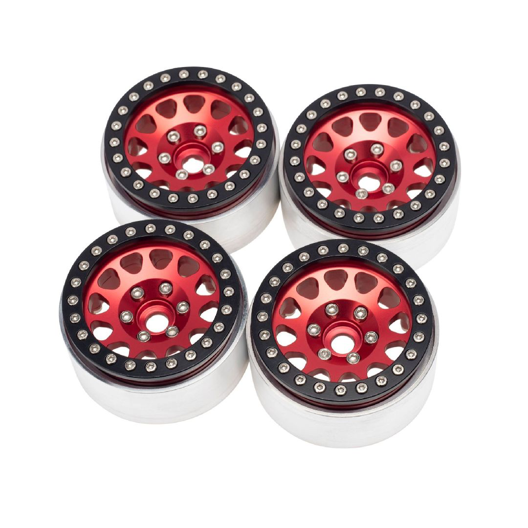 Hobby Details 1.9” Round Triangle Aluminum Beadlock Crawler Rims: Red