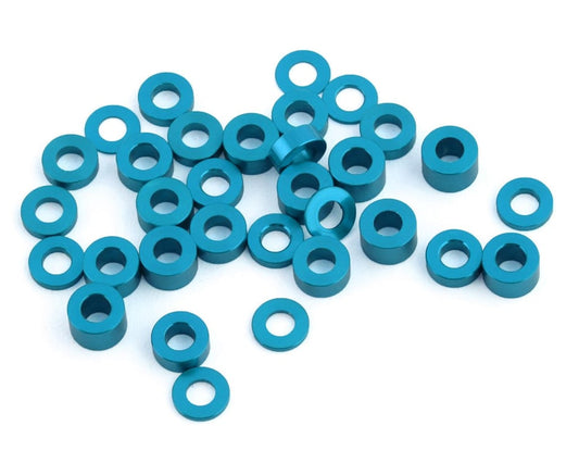 Team Brood 6061 Aluminum Ballstud Washer Full Kit: M3x6mm (Light Blue)