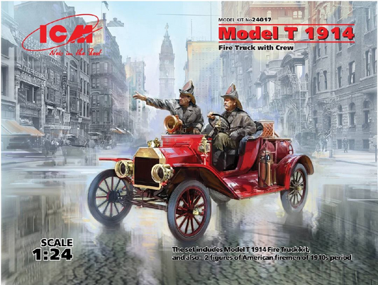 ICM Models 1/24 1914 Ford Model T Fire Truck w/Crew Model Kit
