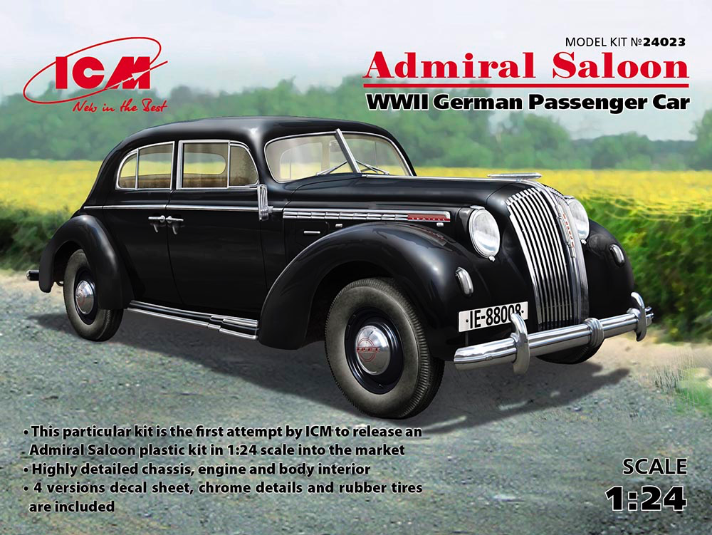 ICM Models 1/24 Admiral Saloon WWII German Passenger Car Model Kit