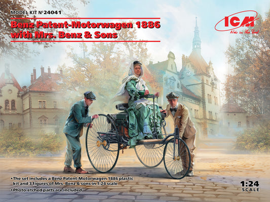 ICM 1/24 1886 Benz Patent-Motorwagen w/Mrs. Benz and Sons Model Kit