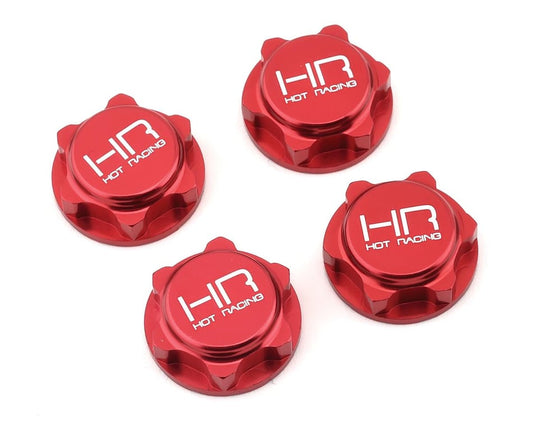 Hot Racing Closed End Dirt Shield Wheel Nuts: Red (4)