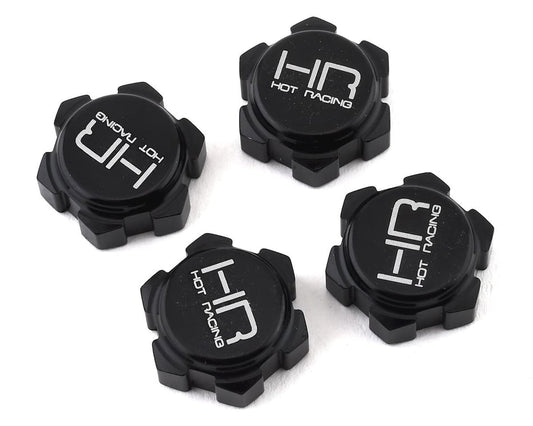 Hot Racing Closed End Dirt Shield Wheel Nuts: Black (4)