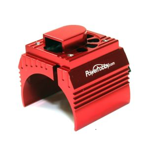 Power Hobby Aluminum Motor Heatsink w/Cooling Fan: 550 Size (Red)