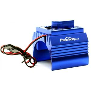 Power Hobby Aluminum Motor Heatsink w/Cooling Fan: 550 Size (Blue)