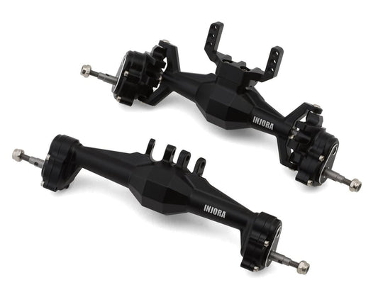 INJORA Diamond Front and Rear Portal Axle Set w/Steering Links (Black)