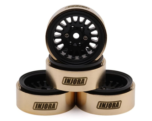 INJORA 1.0" Brass Multi-Spoke Micro Crawler Beadlock Wheels: TRX4-M/SCX24 (Black 41g ea)