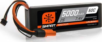 Spektrum Smart 2S 7.4V 5000mah 50C Hardcase LiPo Battery: IC3