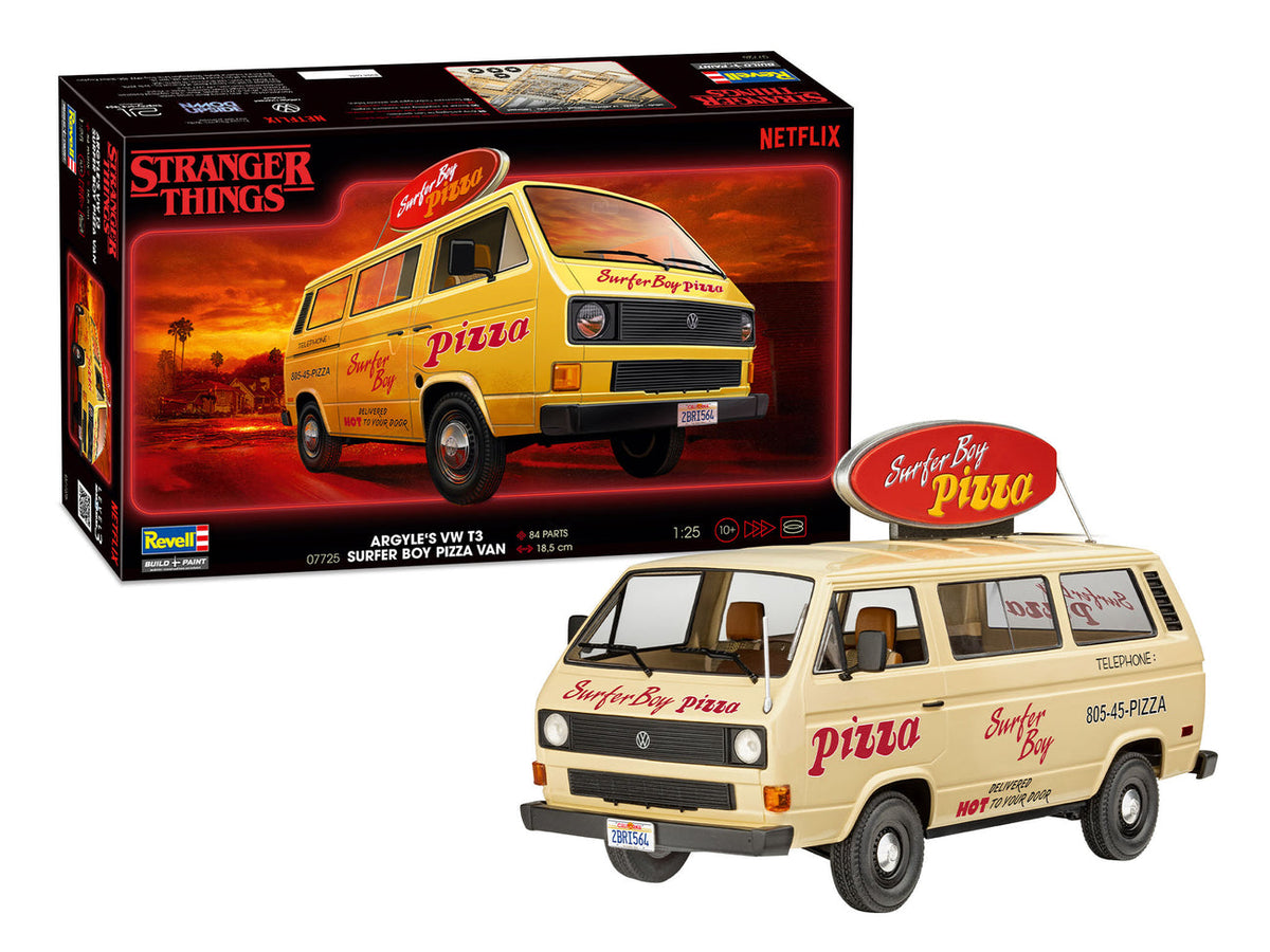 Revell 1/25 “Stranger Things” Argyles VW T3 Surfer Boy Pizza Van Model Kit