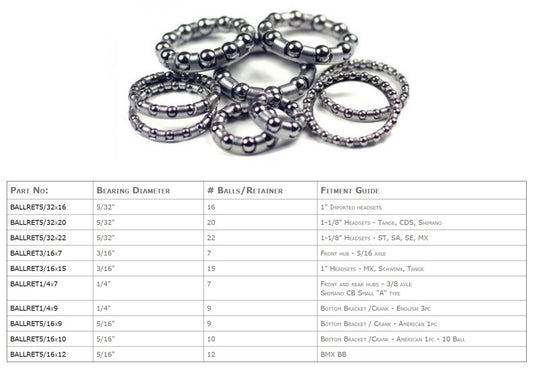 Wheels Manufacturing 5/32x16 BALL RETAINER BEARINGS