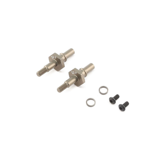 TLR Aluminum 12mm Front Axle Set: 22T 3.0
