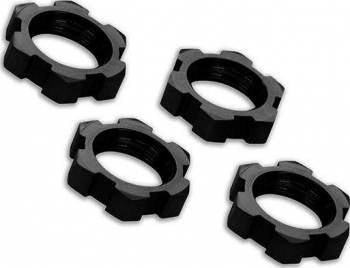 Traxxas Splined Serrated Wheel Nuts: 17mm (Black)