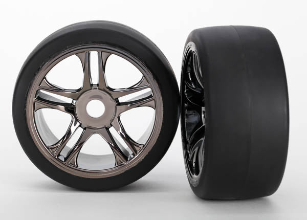 Traxxas Tires and Wheels Assembled black Chome 17mm hex